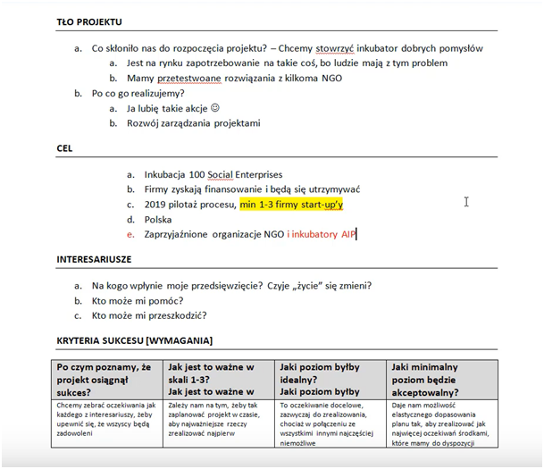 Karta projektu przykład jak to działa Leadership center